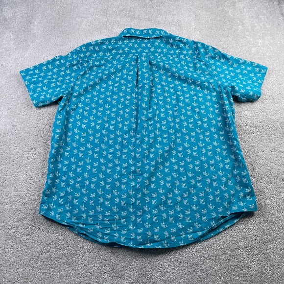 Eddie Bauer Shirt Mens XL Blue Swordfish Print AOP Short Sleeve Cotton Button Up - Picture 6 of 10